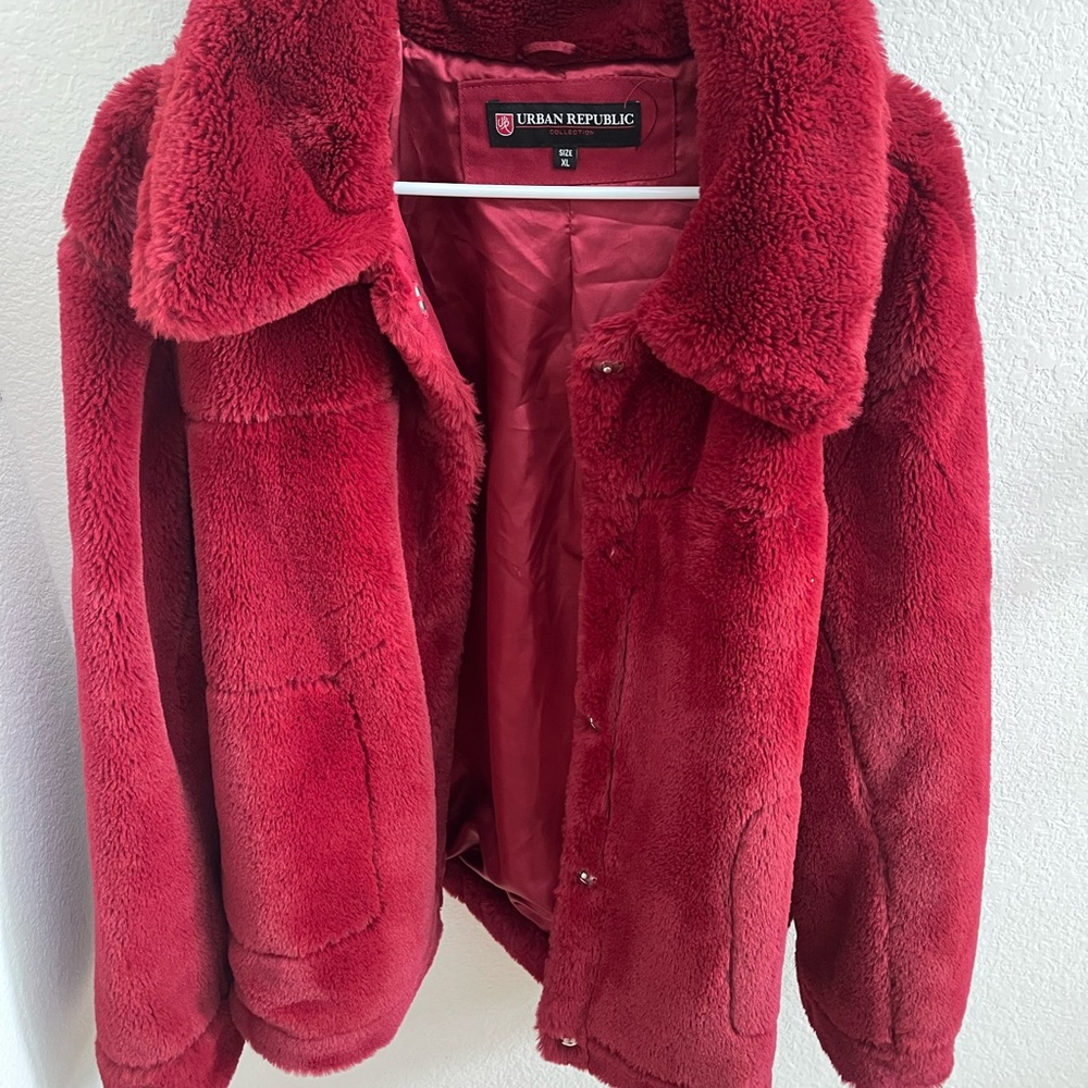 Urban Republic Deep Red Outerwear super warm and soft holiday winter coat newer